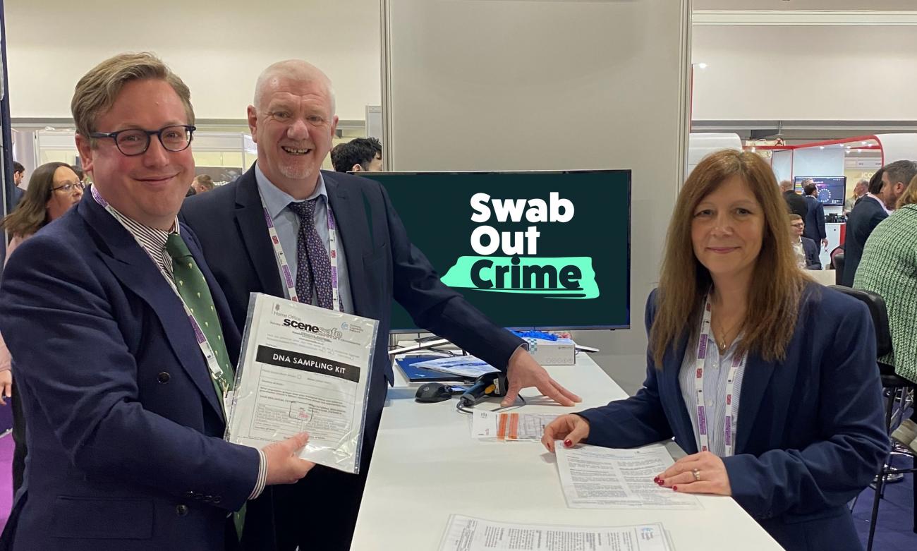 Swab Out Crime (L-R); NPCC Chief Scientific Adviser, Prof Paul Taylor; FCN Scientific Officer, Paul Roberts; FCN Lead Scientist, Debbie Sharp.jpg